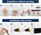 Dmore magnetic knife holder for wall—with 2 hooks, No Drilling 10 Inch black knife magnetic strip, Powerful knife magnet rack, include Adhesive Tape and screws for Knives, Utensils, and Tools