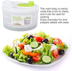 Salad Spinner, 3L Multipurpose Lettuce Spinner Vegetable Washer with Bowl Colander Basket and Easy Grip Handle for Veggie Fruit Drying, White