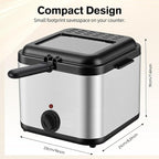 Deep Fryer with Basket, 2.5L Electric Deep Fryer, 1000W Electric Fryer with Viewing Window, Adjustable Temperature, Stainless Steel Body, For Make Various Fried Foods