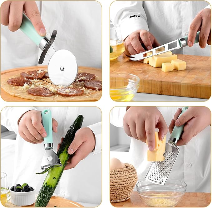 Green Plastic Handle Baking Utensils Set with Heat-resistant Kitchen Tools for Non-stick Cookware Easy-clean Cooking Gadgets for Home Baking and Cooking Essentials