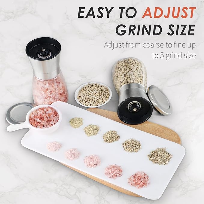 Ebaco Original Stainless Steel Salt or Pepper Grinder - Top Spice Mill with Ceramic Blades, Brushed Stainless Steel and Adjustable Coarseness By Pepper Grinder （Single Package）