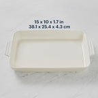Pyrex 4QT (10" x 15") Rectangular Ceramic Baking Dish, Casserole Dish with Handles, Oven Safe and Durable Bakeware