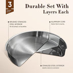 CAROTE 19pcs Stainless Steel Cookware Set with Detachable Handle, Pots and Pans Set, Induction Kitchen Cooking Sets, RV/Camping Cookware, Removable Handle, Oven Safe, Woodgrain