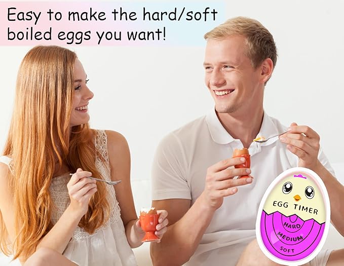 Lasubst Egg Timer for Boiling Eggs That Changes Color When Done, Purple, Pack of 2