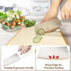 Small Knife Block Set, Modern Kitchen Knife Scissors with Universal Round Holder, Home Apartment New Kitchen Essentials, Space Saving, Dishwasher Safe(Vanilla White, 5PCS)