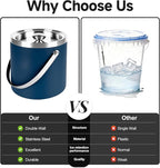 3L Double-Wall Insulated Stainless Steel Ice Bucket with scoop for Cocktail Bar - Metal Ice Bucket for freezer with Lid for parties,Camping,and More!champagne bucket,bar cart accessories
