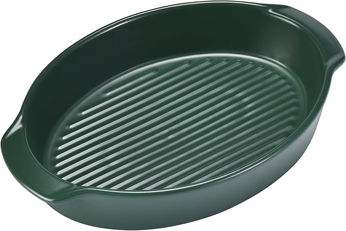 Bruntmor Oval Baking Dish Set for Oven, Durable & Versatile - Ceramic Serving Dishes - Oven Safe Au Gratin Baking Dishes Pans - Ideal for Any Occasions - Housewarming Gift - Set of 2 - Dark Green