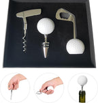 Golf Club Bottle Opener, Wine Opener & Stoppers Set Zinc Alloy Manual Wine Bottle Opener for Golf & Wine Lovers, Set of 3