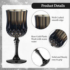 XUWAIDSGN 7oz Plastic Vintage Wine Glasses Drinking Glasses Unbreakable Wedding Glassware Crystal Water Goblets Reusable Drinkware Vintage Champagne Flutes (48, Black)