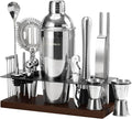 23-Piece Bartender Kit, Cocktail Shaker Set with Stand | Bar Set Drink Mixer Set with All Essential Bar Tools: Martini Shaker,Bar Mixer Spoon, Jigger, Strainer, Muddler, Pourers, for Home, Bar, Party