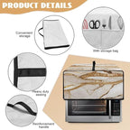 Marble Print Toaster Oven Cover, Heavy-Duty Dust Shield Kitchen Decorative Countertop Oven Protector, Microwave Air Fryer Cover, Light Gold White, (Medium-16.1*19.71*10 inches)