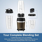 Colarlemo 12-Piece Smoothie Blender Maker 25,000 RPM Personal Blender for Ice Crushing Smoothies & Frozen Drinks Nuts with 23oz, 32oz, 37oz Portable Cups Two 6-Leaf Stainless Steel Blades, Coffee