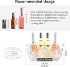 Ice Buckets for Parties 2 Packs,Ice Bucket with Scoops&Metal Wine Bottle Opener,Clear Acrylic Ice Champagne Buckets Tub for Parties,Mimosa Bar Supplies,Beer,Beverage&Drinks 5.5L (16.53 x 7.3 x 6.8in)