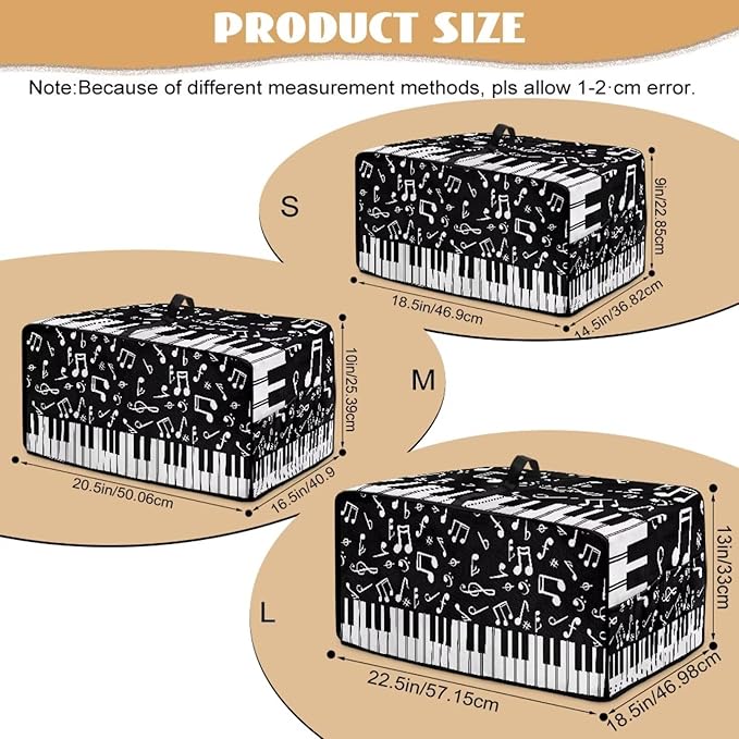 Piano Musical Notes Print Toaster Oven Dust-proof Cover, Heat-resistant Anti Fingerprint Microwave Oven Dust Cover, Kitchen Counter Accessory (Medium-16.1 * 19.71 * 10 inches)