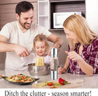 Salt and Pepper Shakers Grinder Set,2 in 1 Salt Grinder Refillable,Salt Shaker,Pepper Grinder（Stainless Steel - 8.7 Inch)