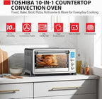TOSHIBA 10-in-1 Convection Toaster Oven, 6-Slice Countertop Oven, 1500W with Toast, Bake, Broil, Rotisserie & Pizza Functions, LCD Knob Controls, 6 Accessories, Stainless Steel