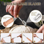9 Inch Round Sourdough Proofing Basket, 7-Piece Complete Starter Kit with Linen Liner & Baking Tools, Bread Baking Supplies & Accessories Gift Set, Local Warehouse Shipment (1 Pack)