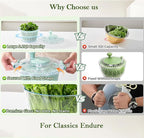 Large 5.2 Qt Glass Salad Spinner Vegetable Dryer with Drain Microwave Safe Dishwasher Safe with Transparent Lid Crank Handle Quick Spin Greens Washer for Lettuce Herbs Fruits