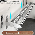 Hanging Wall Mount knife Wall Mount, Kitchen Organizer Storage Shelf for Utensils Spatula Spoon, Space-Saving Knife Rack with Hooks,Wall-Mounted Utensil Holder (Silver, 50CM+Single Pole+8Hooks)