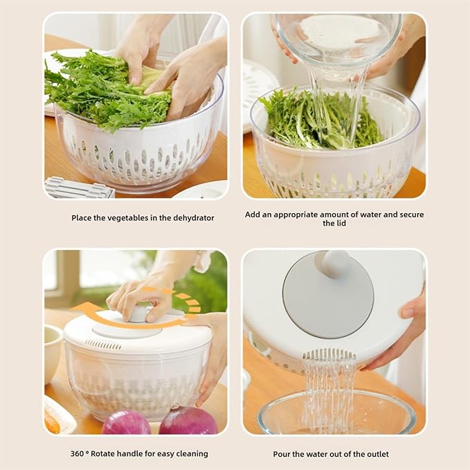 Yosoo Health Gear Salad Spinner with 5 Blades, 4500ml Multifunctional Vegetable Fruit Washing Bowl, with Strainer, for Home Kitchen