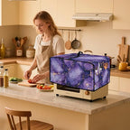 Marble Print Toaster Oven Cover for Kitchen Counter, Heavy Duty Heat-resistant Dust-proof Cover for Microwave Oven, Fit Most Small Appliance, Purple (Large-18.5 * 22.5 * 12.99 inches)