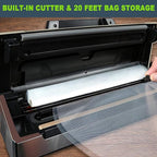 Precision Vacuum Machine,Pro Food Sealer with Built-in Cutter and Bag Storage(Up to 20 Feet Length), Both Auto&Manual Options,2 Modes,Includes 2 Bag Rolls 11”x16’ and 8”x16’,Compact Design
