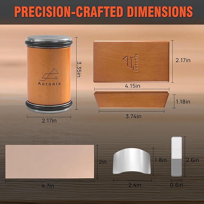 Rolling Knife Sharpener Kit with 1000 & 3000 Grit Diamond Discs, 15°/20° Magnetic Angle Guide for Kitchen Knives -Eraser, Finger Protector, Leather Strop & Carry Bag