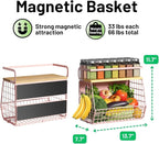 Magnetic Shelf for Fridge with Wood Lid, Fruit Potato and Onion Storage Bins, Pantry Organizers & Storage, Large Container Magnetic Spice Rack for Refrigerator, Kitchen Counter, Cabinet (Pink, 2)