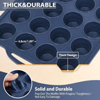 Mini Silicone Muffin Pan with Metal Frame, Non Stick Silicone Cupcake Pan with Handles 24 Cup, BPA Free Silicon Muffin Tin Tray Small for baking, egg bites, Cupcake Mold Grey