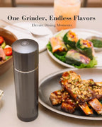 Manual Pepper Grinder, Heavy Duty Metal Pepper Mill with Adjustable Coarseness, High Output Grinding, Magnetic Powder Chamber, Refillable Pepper Grinder for Kitchen(Deep Gray)