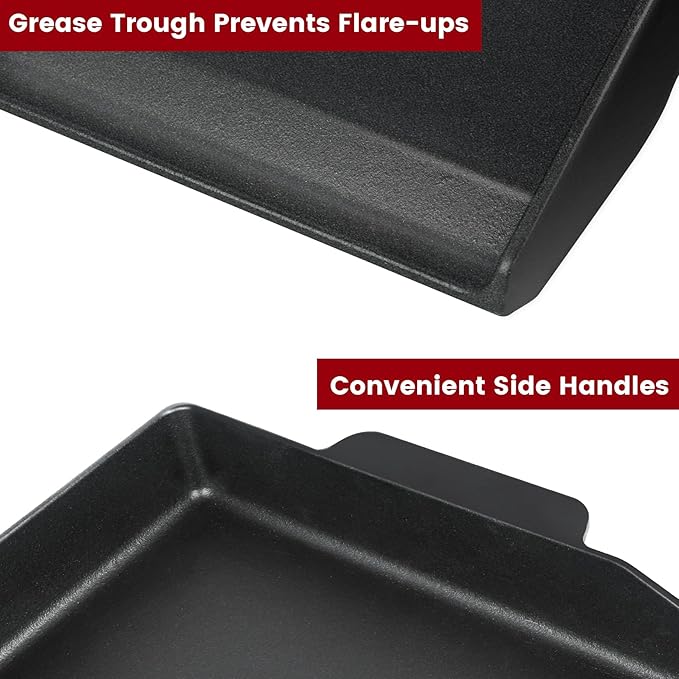 Griddle for Gas Grill, 23" X 16" Universal Cast Iron Griddle Insert for Weber Nexgrill Gas Stove Flat Top Charcoal Electric Grill Plate Outdoor Cooking Pan Camping Teppanyaki BBQ Accessory