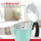 Holstein Housewares - 6 Cup Aluminum Stovetop Espresso Maker and Moka Pot - Great Tasting Traditional Espresso Coffee, Italian and Cuban Café Brewing in Minutes, Mint