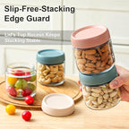 NETANY 6-pack 10oz Glass jars with Airtight Lids, Overnight Oats Containers with Lids, Wide mouth Mason Salad jars, Glass Food Storage Containers for Snacks Yogurt Spice Sugar