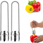 2 PCS Red Bell Pepper Corer - Pepper, Pineapple, Pear, Apple Corer - 304 Stainless Steel, Rust Resistant, Designed for a Wide Range of Fruits and Vegetables - Easy to Clean