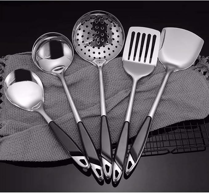 Kitchen Utensils Set，Cooking Utensils Kitchen Tools 5 Pieces Spoons for Cooking Spatulas Cooking Utensils Sets Stainless Steel Spatulas Spoons Gadgets
