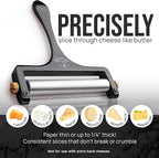 Zulay Kitchen Stainless Steel Wire Cheese Slicer - Adjustable Hand Held Cutter with 2 Extra Wires - Premium Cheese Shaver For Mozzarella, Cheddar, Gruyere - Black