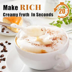 Nahida Milk Frother Wand for Coffee Frother Handheld with Stand Drink Mixer with 3 Heads 3 Speeds Electric Whisk Foam Maker For Latte, Cappuccino, Hot Chocolate - Black