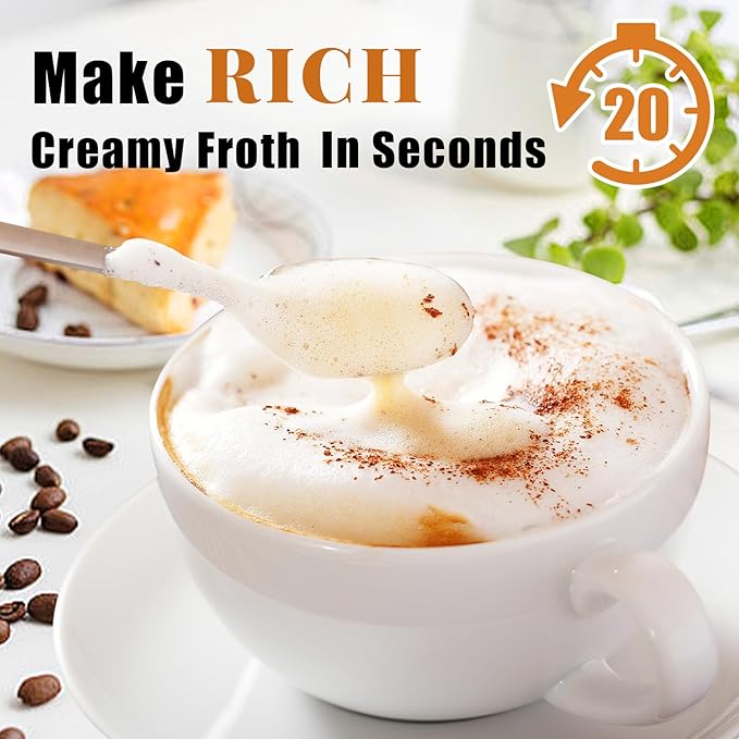 Nahida Pink Milk Frother Wand for Coffee, Frother Handheld Rechargeable Electric Whisk with 3 Heads 3 Speeds Drink Mixer Coffee Frother Foam Maker For Latte, Cappuccino, Hot Chocolate, Egg