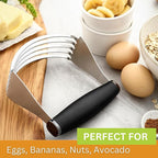 Spring Chef Dough Blender For Baking, Heavy Duty Dough Cutter Tool, Stainless Steel Pastry Cutter Tool with Sharp & Sturdy Blades, Pastry Blender for Easy Mixing, Dishwasher Safe - XL Size - Black