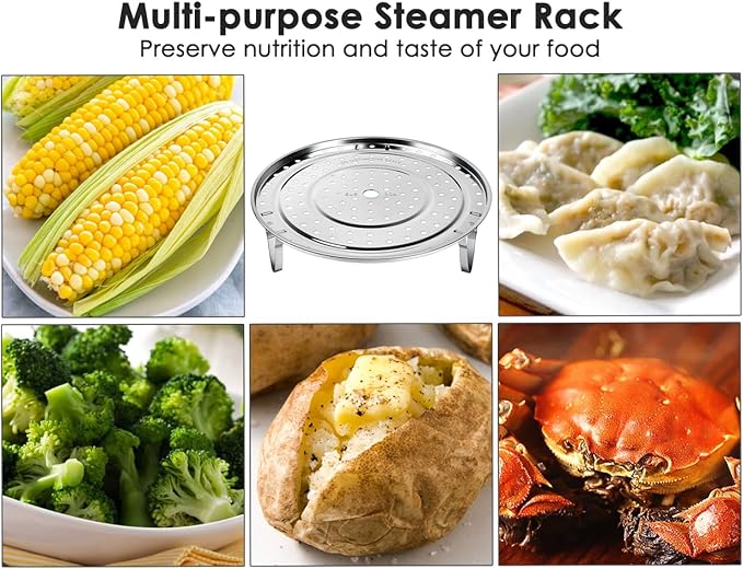 DS. DISTINCTIVE STYLE Steamer Rack 10.1 Inch 304 Stainless Steel Steaming Rack Steam Tray with Removable Legs for Steaming Crab, Tamale Cookware Instant Pressure Cooker Multi-functional Steamer Basket (Silver - 25.6 cm)