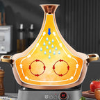 Moroccan Tagine Cooking Pot,Stainless Steel Non Stick Moroccan Casserole with 2 Handles,Large Moroccan Cooker Handmade Tagine Pot with Cone-Shaped Lid(27cm, Silver)