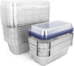 60 Pack Disposable Foil Loaf Pans with Lids Combo Set,30 Pack 8.7x4.6x2.5 Aluminum Loaf Pans & 30 Pack 8x4.3x2 Aluminum Bread Pan For Baking Cakes Bread Meat.