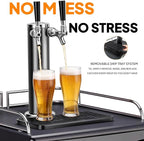 ROVSUN BF-152 Full Size 5.4 Cu.Ft, Beer Kegerator with CO2 Tank Included, Draft Beer Dispenser for Home Bar, 152L Beverage Refrigerator Direct Cool, Metal Cabinet, Dual Tap, Silver