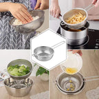 Stainless Steel Colander Fine Mesh Colander with Long Handle Micro-Perforated Colander Metal Strainer Kitchen Food Strainer for Fried Food Vegetable Fruit