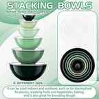 LemonRoad 6 Pcs Plastic Mixing Bowl Set with Lids Colorful Serving Bowl Nesting Storage Bowls for Kitchen, Baking, Prepping, Cooking and Serving Food, Dishwasher & Microwave Safe(Green)