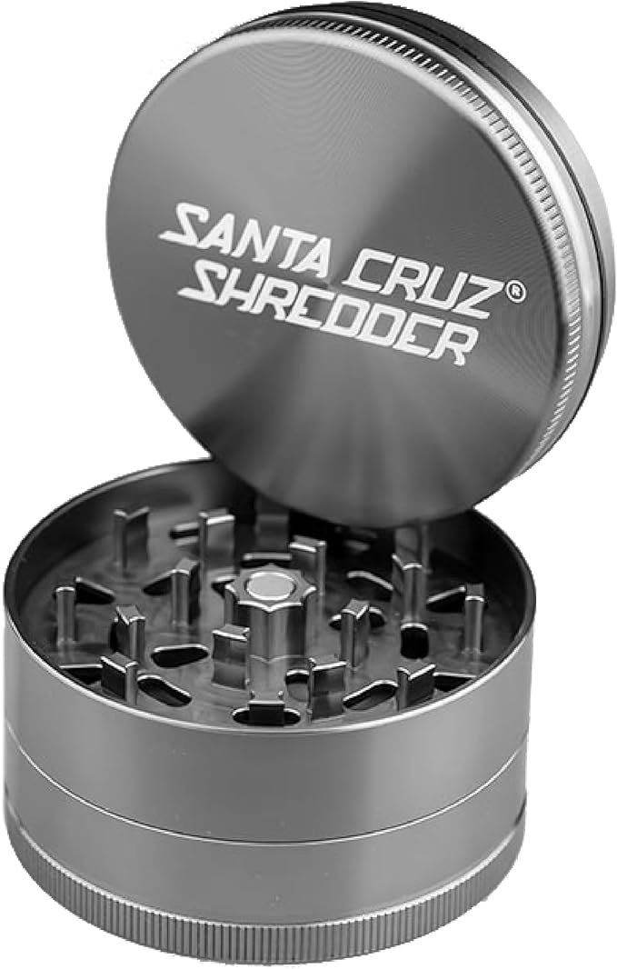 Santa Cruz Shredder Metal Spice Grinder with Textured Grip – 3-Piece Large 2.7" (Grey)
