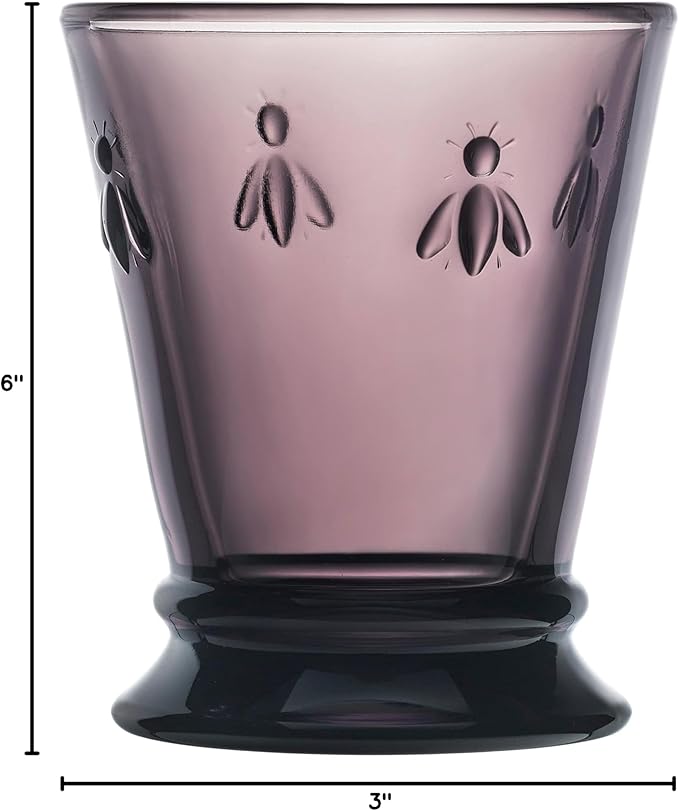 La Rochere Napoleon Bee Aubergine Tumbler Set of 6 – La Rochere Bee Glassware Sets – Fancy Glassware Drinking Glasses (10 oz)