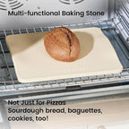 Pizza Stone, 12"x11" Rectangular Pizza Stones for Oven Grill BBQ, Cordierite Baking Stone for Pizza Bread Pie with Unique 2 Handles Design