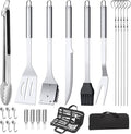 BBQ Accessories Grill Tools Set,Stainless Steel Barbecue Grill Accessories for Outdoor Grill,Barbecue Utensils Grilling Accessories Grilling Gifts for Men,Father's Day/Christmas (Sliver-22PCS)