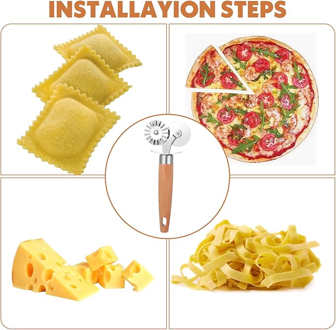 Pastry Double Cutter Wheel for Kitchen, Stainless Steel Pasta Cutter Wheel Tool with Double Roller for Making Pasta, Pizza, Ravioli, Cookie Cutter, Enhance Your Culinary Artistry